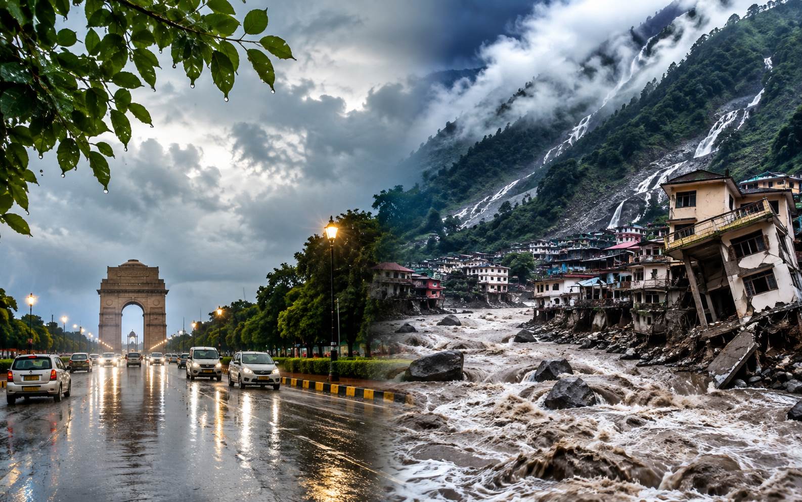 دہلی-این سی آر میں بارش سے موسم خوشگوار، اتراکھنڈ میں موسلا دھار بارش سے حالات تشویشناک