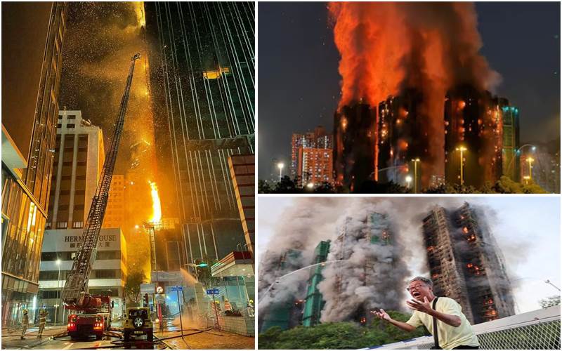 ہانگ کانگ کی بلند عمارتوں میں خوفناک آگ لگنے سے  44 افراد ہلاک،سینکڑوں لاپتہ،تین افراد کو کیا گیا گرفتار