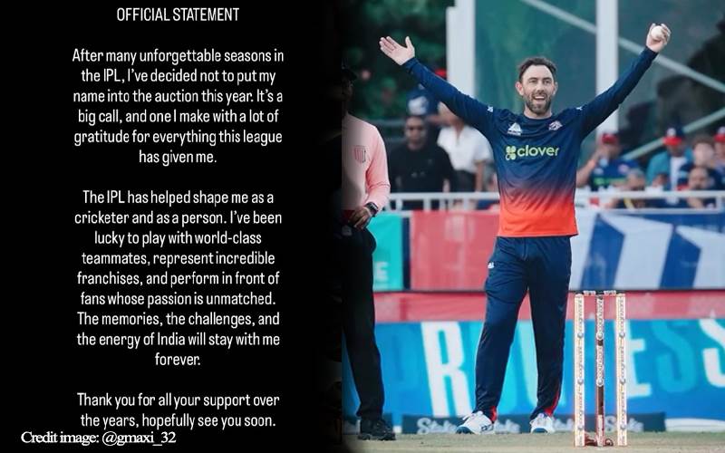 رسل اور ڈو پلیسس کے بعد گلین میکسویل اب آئی پی ایل سے ریٹائر؟ نیلامی سے قبل اہم فیصلہ 