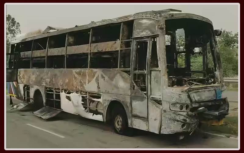 ہریانہ کے بھیوانی میں دھماکے کے ساتھ نجی بس میں لگی آگ، 2 مسافر زندہ جل کر ہلاک