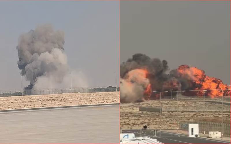 دبئی ایئر شو کے دوران تیجس لڑاکا طیارہ گر کر تباہ