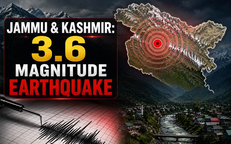 جموں و کشمیر: بارہمولہ میں 3.6 شدت کا زلزلہ، کسی جانی یا مالی نقصان کی اطلاع نہیں