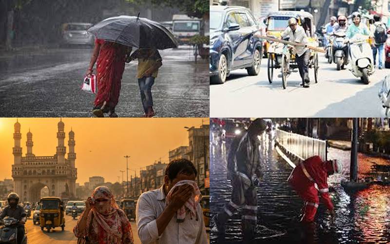تلنگانہ میں شدید گرمی اور بارش کا دوہرا خطرہ، 5 اضلاع میں ہیٹ ویو اور 9 اضلاع میں بھاری بارش کا الرٹ 