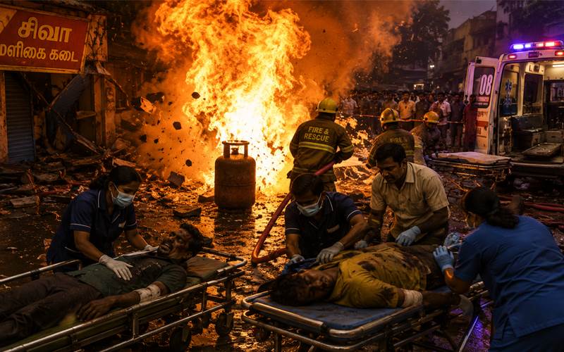 تمل ناڈو: گیس سلنڈر دھماکہ، 10 افراد زخمی، 7 کی حالت تشویشناک