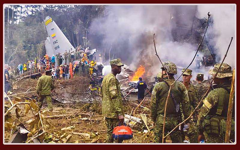 کولمبیا میں فوجی طیارہ گر کر تباہ،66 فوجی ہلاک، 125  تھےسوار ،اموات میں اضافہ کا خدشہ