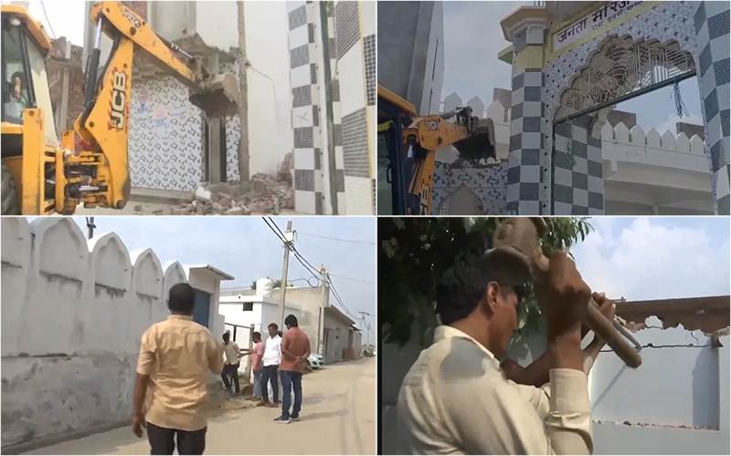 سنبھل میں  میرج ہال پر چلا بلڈوزر،مسجد  کو بھی بلڈوز کی تھی پوری تیاری،کمیٹی نے چار دن  کا مانگاوقت 