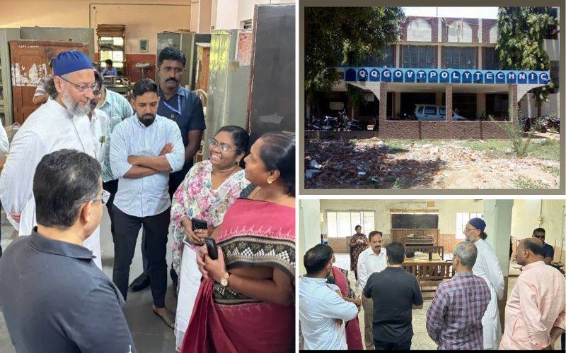 اویسی اور فاکسکن کے افسران نے قلی قطب شاہ گورنمنٹ پولی ٹیکنک کا کیا دورہ۔ کالج کو ترقی دینے کمپنی کا عزم 