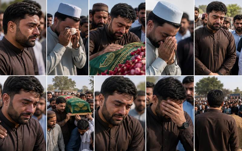 دوست کے جنازے پر رشید خان کی آنکھیں نم، شاپور زدران کو اشکبار آنکھوں سے کہا الوداع