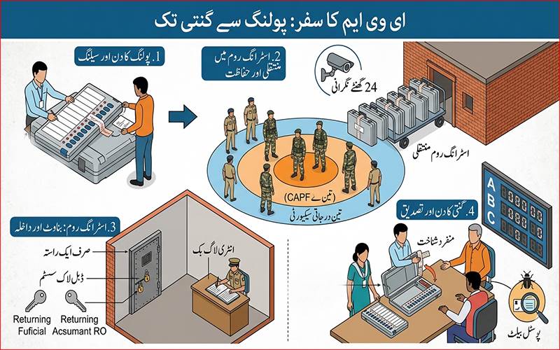 پولنگ سے گنتی تک: ای وی ایم  کے ساتھ کیا ہوتا ہے اور یہ کتنی سخت سیکیورٹی میں رہتی ہیں؟