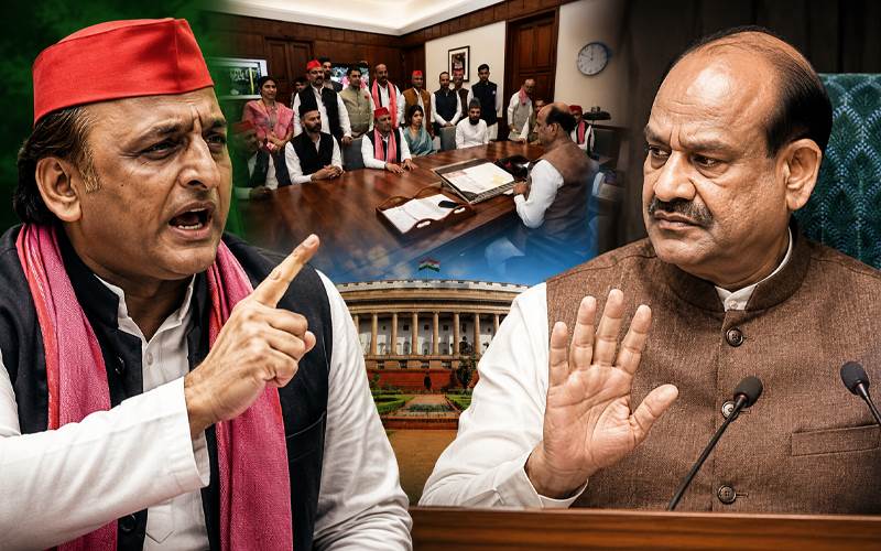 لوک سبھا میں اکھلیش یادو برہم، اسپیکر اوم برلا سے ملاقات کے بعد بھی سوال برقرار