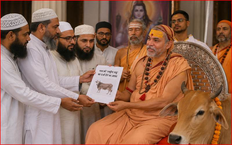 مسلما نوں  کا بڑا اقدام: گائے کو 'قومی جانور' کا درجہ دینے کا مطالبہ، شنکراچاریہ کو پیش کی درخواست 